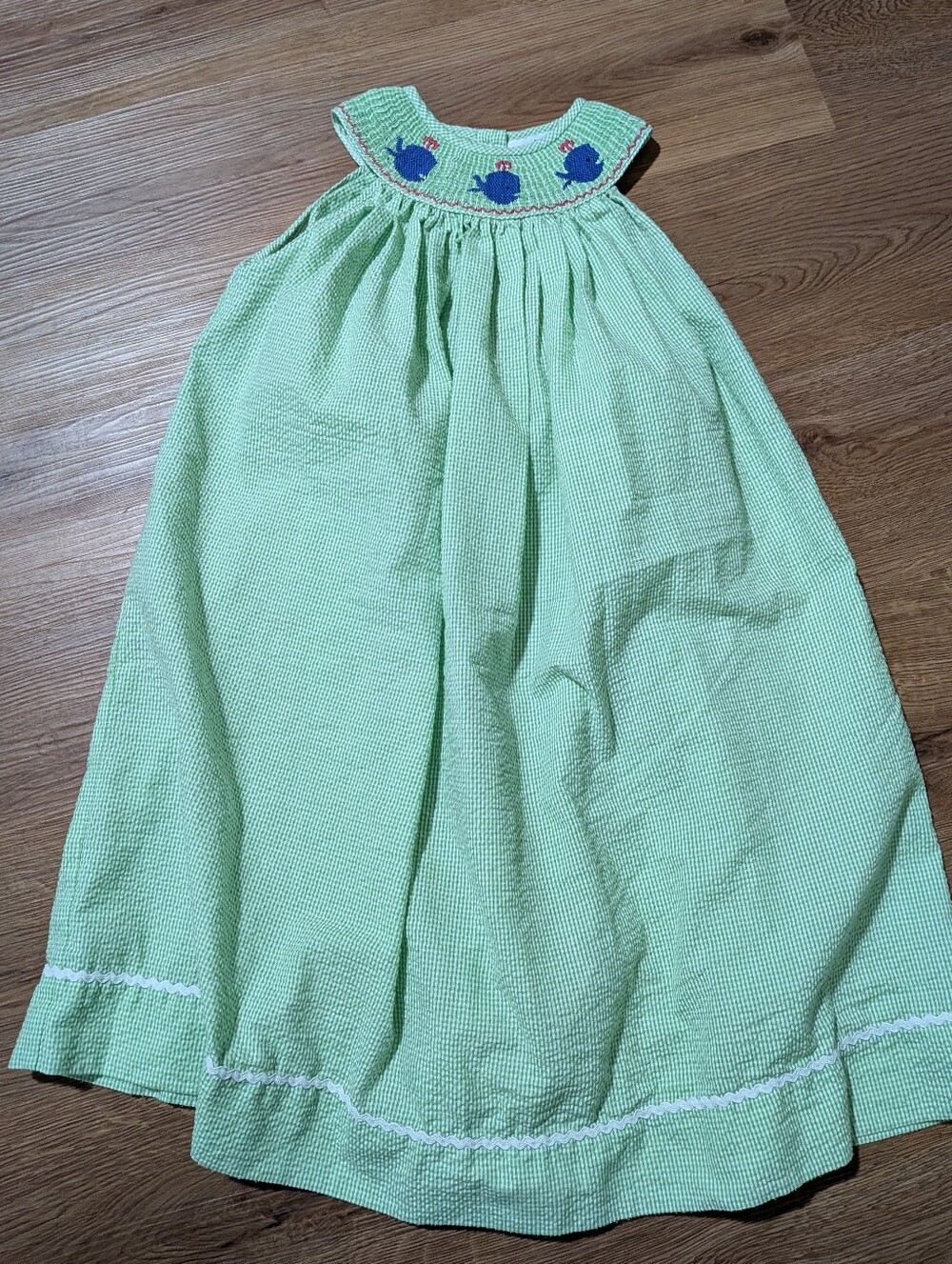 Jetterbugs Smocked Whale Green Gingham Dress 6